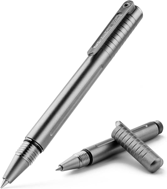 TIMULTI EDC Pocket Pen,Titanium Pen with Clip, Black Pen,Metal Pen,Mini Ballpoint Pen for Your Everyday Carry, Grey