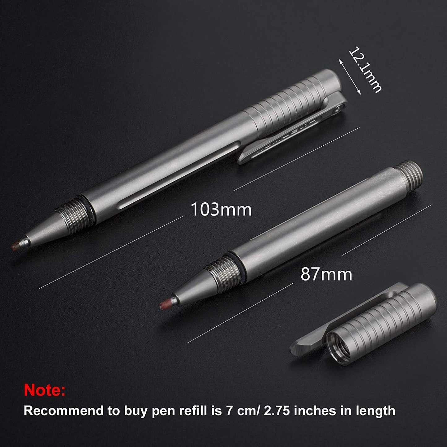 TIMULTI EDC Pocket Pen, Titanium Ballpoint Pen, Mini Bolt Action Pen w